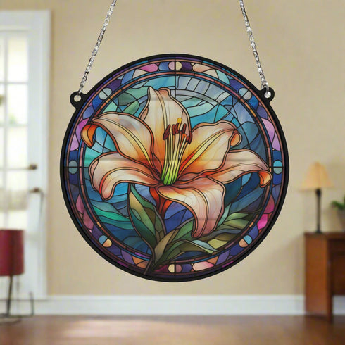 Lily Stained Glass Effect Suncatcher